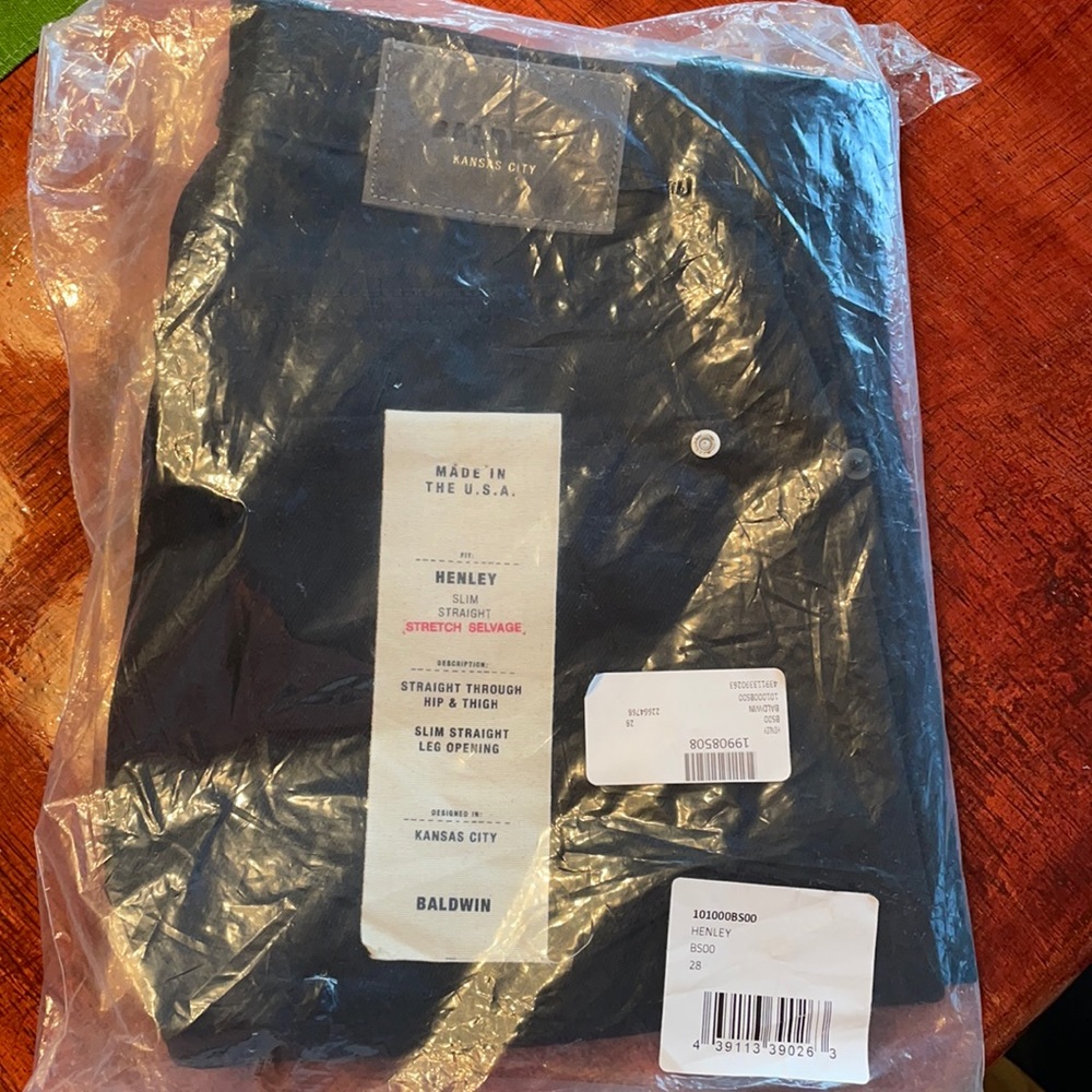 BALDWIN KC Henley SLIM STRAIGHT black jeans. Stretch salvage size 28 29 30 32
